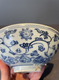 A collection of ten Chinese blue and white bowls, Ming