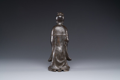 A Chinese bronze figure of a standing Guanyin, Ming