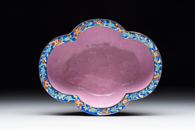 A Chinese Canton enamel blue-ground jardini&egrave;re, Qianlong
