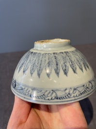 A collection of ten Chinese blue and white bowls, Ming