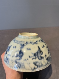 A collection of ten Chinese blue and white bowls, Ming