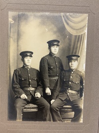 A group of 18 Japanese photographs depicting military, academic, and personal subjects, early 20th C.