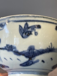 A collection of ten Chinese blue and white bowls, Ming