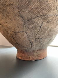 A massive Ban Chiang culture pottery vessel and two grey pottery jars, Thailand 7/4th C. B.C.