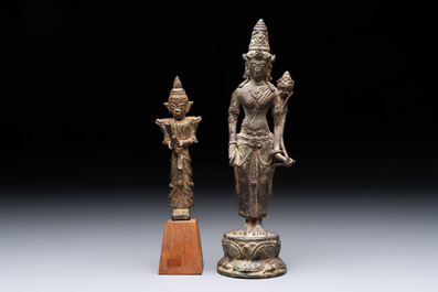 Five bronze figures of deities, Southeast Asia, 19th C. and earlier