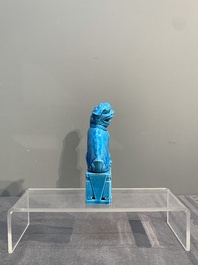 Two Chinese white-glazed Bodhisattvas, a sancai-glazed duck and a turquoise-glazed lion, 20th C.