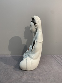 Two Chinese white-glazed Bodhisattvas, a sancai-glazed duck and a turquoise-glazed lion, 20th C.