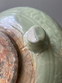 Two Chinese Longquan celadon tripod censers, Ming