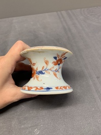 A collection of five Chinese blue and white, famille rose and Imari-style salts, Kangxi/Qianlong