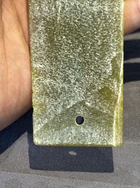 Three Chinese green nephrite jade ceremonial blades, possibly Shang, 12th C. B.C.
