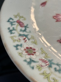 A large Chinese famille rose pedestal stand with floral design, 19th C.