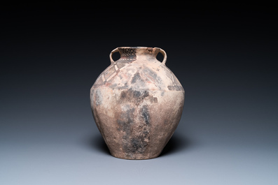 Three Chinese painted pottery jars, Majiayao Yangshao culture, 3rd/2nd millennium b.C.