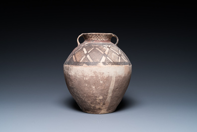 Three Chinese painted pottery jars, Majiayao Yangshao culture, 3rd/2nd millennium b.C.