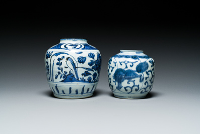 Two Chinese blue and white jars, Wanli