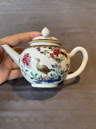 Two Chinese famille rose teapots and a tea caddy, Yongzheng/Qianlong