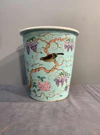 A Chinese famille rose turquoise-ground Da Ya Zhai-style jardini&egrave;re, 19th C.