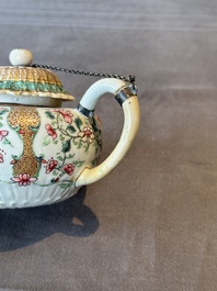 Two Chinese famille rose teapots and a tea caddy, Yongzheng/Qianlong