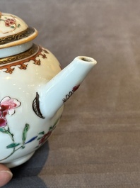 Two Chinese famille rose teapots and a tea caddy, Yongzheng/Qianlong