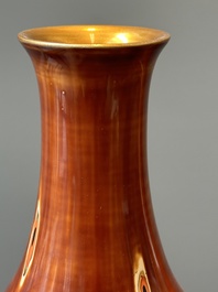 A pair of Chinese Fuzhou or Foochow lacquer 'bamboo' vases, 19/20th C.