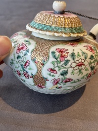 Two Chinese famille rose teapots and a tea caddy, Yongzheng/Qianlong