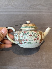 Two Chinese famille rose teapots and a tea caddy, Yongzheng/Qianlong