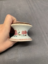 A collection of five Chinese blue and white, famille rose and Imari-style salts, Kangxi/Qianlong