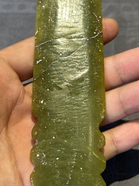 Three Chinese green nephrite jade ceremonial blades, possibly Shang, 12th C. B.C.