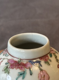 Two Chinese famille rose teapots and a tea caddy, Yongzheng/Qianlong