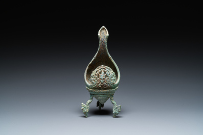 A ritual Khmer bronze conch shell, Cambodia, probably Angkor period, 12th C.