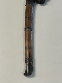 A collection of six krises with carved handles, four with scabbard, Indonesia, 19th C.