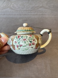 Two Chinese famille rose teapots and a tea caddy, Yongzheng/Qianlong