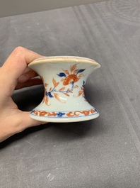 A collection of five Chinese blue and white, famille rose and Imari-style salts, Kangxi/Qianlong