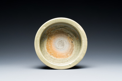 Two Chinese Longquan celadon tripod censers, Ming