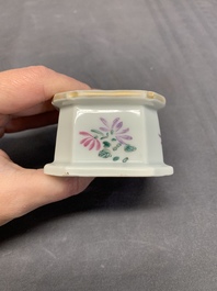 A collection of five Chinese blue and white, famille rose and Imari-style salts, Kangxi/Qianlong