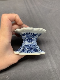 A collection of five Chinese blue and white, famille rose and Imari-style salts, Kangxi/Qianlong