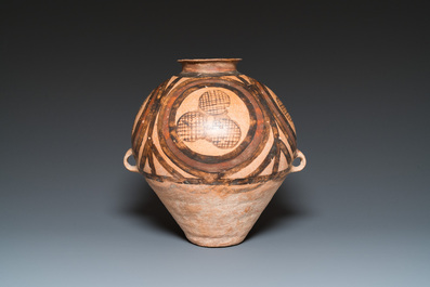 Three Chinese painted pottery jars, Majiayao Yangshao culture, 3rd/2nd millennium b.C.