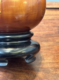 A pair of Chinese Fuzhou or Foochow lacquer 'bamboo' vases, 19/20th C.