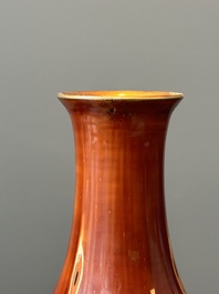 A pair of Chinese Fuzhou or Foochow lacquer 'bamboo' vases, 19/20th C.