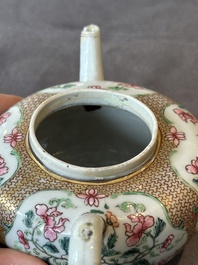 Two Chinese famille rose teapots and a tea caddy, Yongzheng/Qianlong