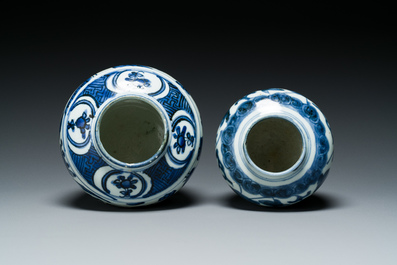 Two Chinese blue and white jars, Wanli
