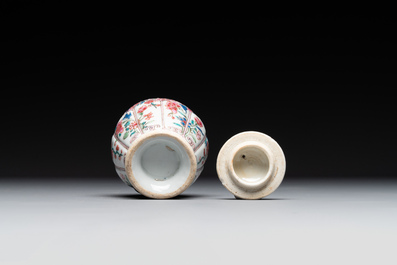 Two Chinese famille rose teapots and a tea caddy, Yongzheng/Qianlong