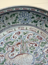 An Annamese or Vietnamese polychrome-enamelled 'phoenix' dish, 15/16th C.