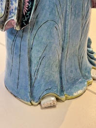 A fine and large Chinese famille rose Guanyin, Jiaqing