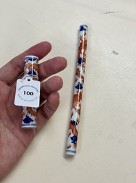 A rare and fine Chinese iron-red, blue and white 'dragon' brush handle and cover, Jiaqing mark and of the period