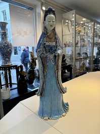 A fine and large Chinese famille rose Guanyin, Jiaqing