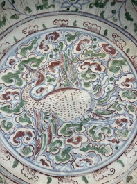 An Annamese or Vietnamese polychrome-enamelled 'phoenix' dish, 15/16th C.
