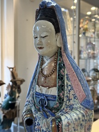 A fine and large Chinese famille rose Guanyin, Jiaqing