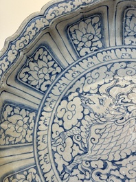 An Annamese or Vietnamese blue and white 'qilin' dish, 15/16th C.