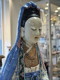 A fine and large Chinese famille rose Guanyin, Jiaqing
