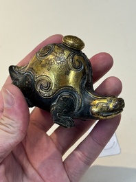 An extremely rare and fine Chinese gilt-bronze tortoise-form water dropper and cover, Song